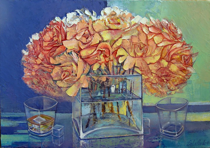 Roses and whisky with ice