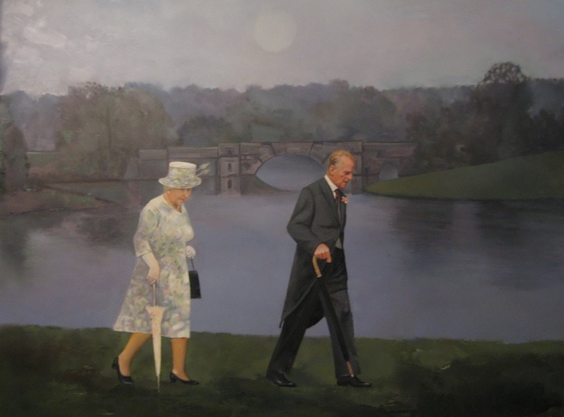 Queen Elizabeth & Prince Philip walking