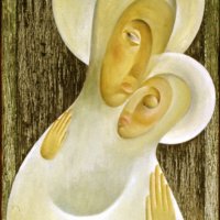 Mary with child in arms